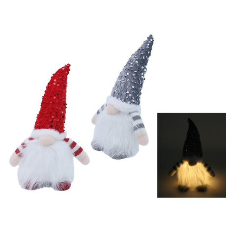 Light Up Christmas Gnome 30cm - Assorted