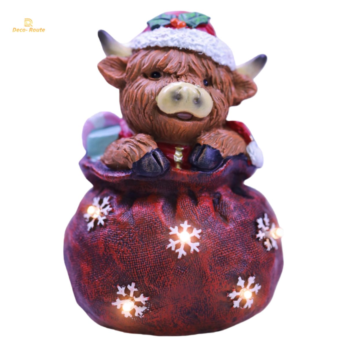 LED Highland Calf Christmas Ornament in Gift Bag 11.5 x 16cm