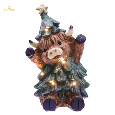 Highland Cow Christmas Tree Ornament with LED 14 x 14.5 x 23.5cm