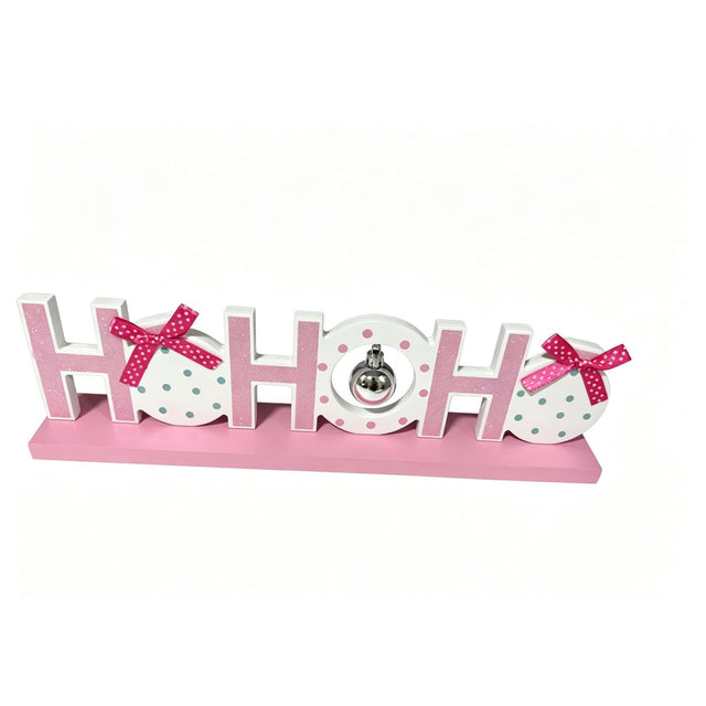 Ho Ho Ho Christmas Sign Pink 5 x 9.2 x 4cm