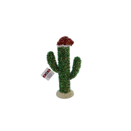 Tinsel Cactus Christmas Tree Ornament 35cm - Green
