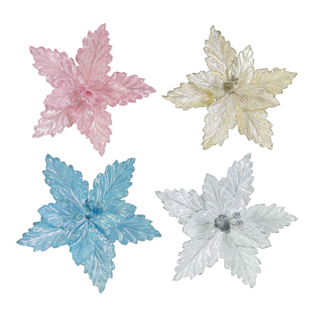 Shimmer Poinsettia Clip - Assorted