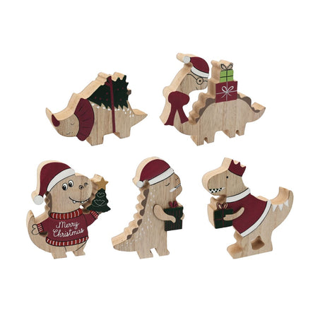 Christmas Dinosaur Table Decoration with Santa Hat