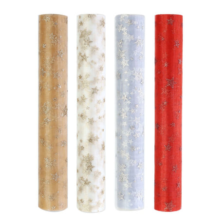 Organza Stars Table Runner Roll 3m - Assorted