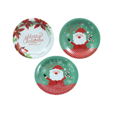 20 Pack Christmas Paper Plates 18cm - 2 Assorted Designs
