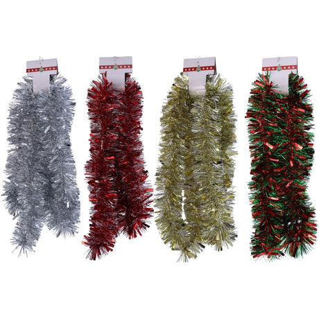 4 Pack Thick and Thin Variegated Tinsel 2m - Assorted