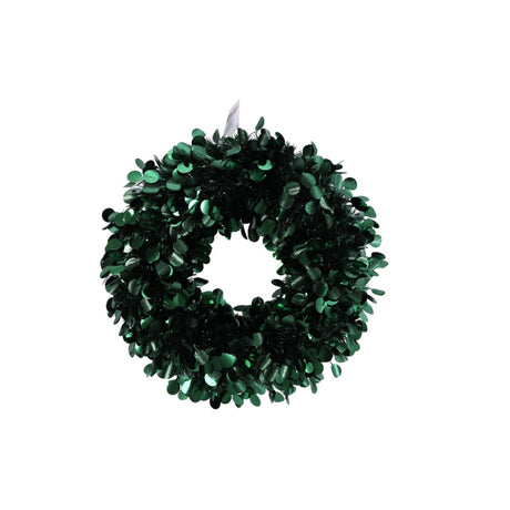Christmas Tinsel Wreath 30cm - Forest Green