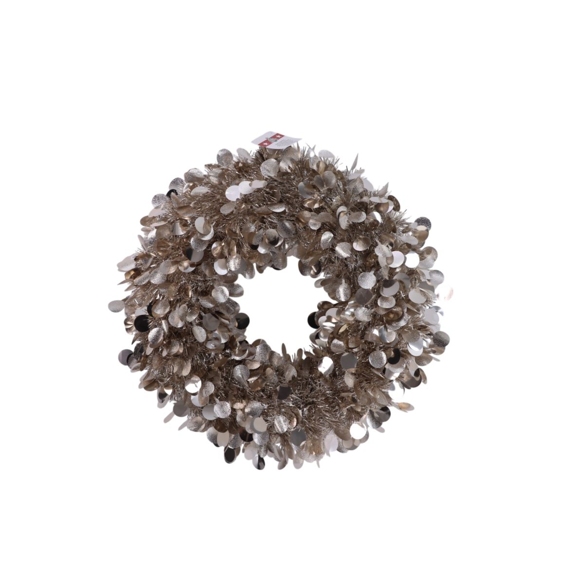 Christmas Tinsel Wreath Large Dot 30cm - Champagne
