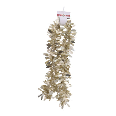 Christmas Tinsel Garland Matte Leaf 2.74m - Champagne