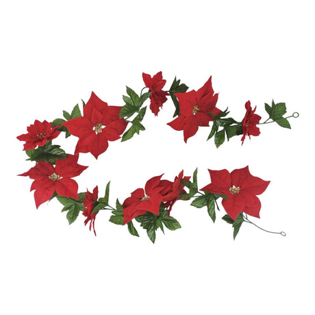 Christmas Poinsettia Garland 193cm