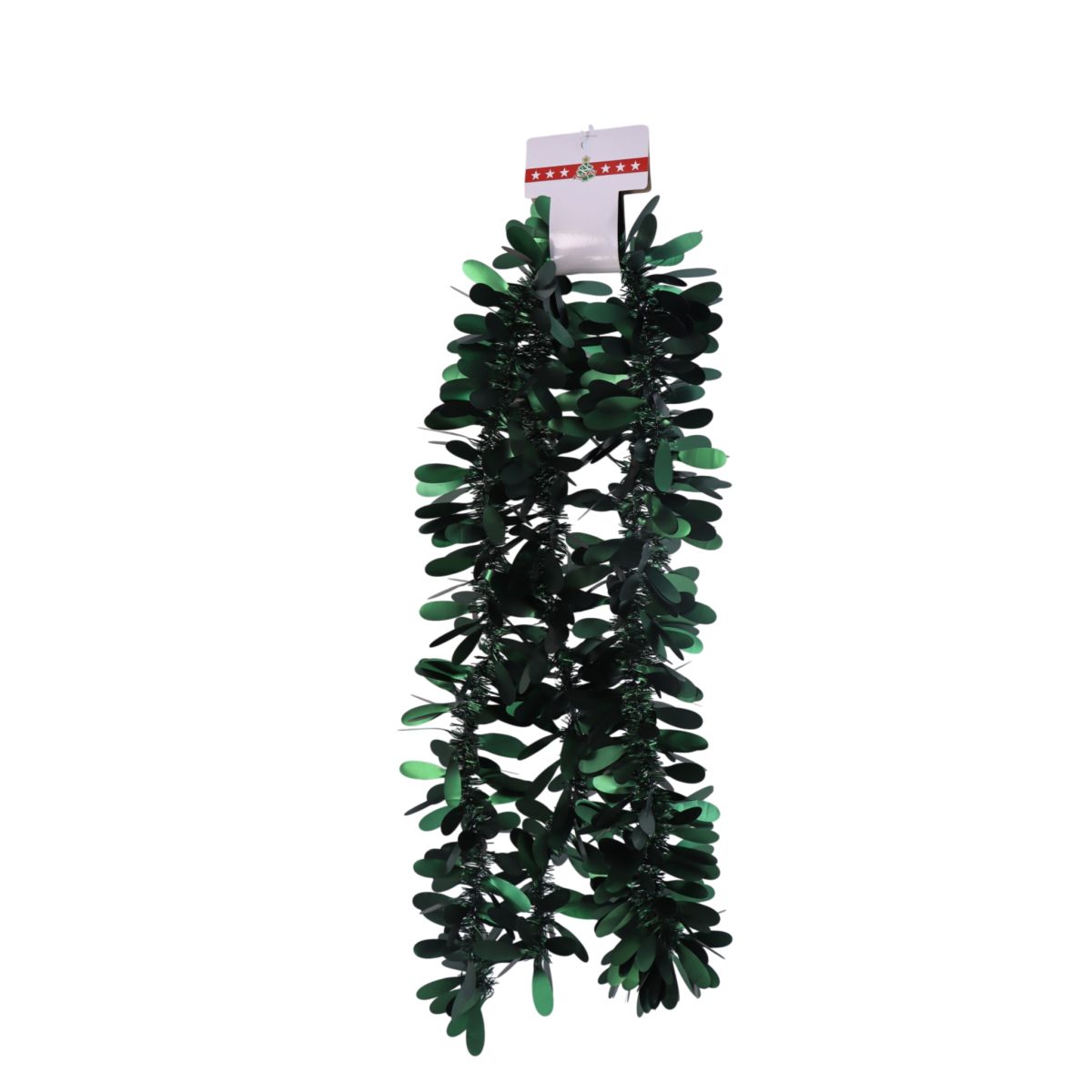 Christmas Tinsel Garland Matte Leaf 2.74m - Forest Green
