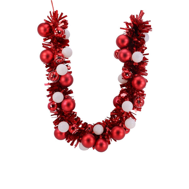 Candy Cane Tinsel Ball Garland 183cm