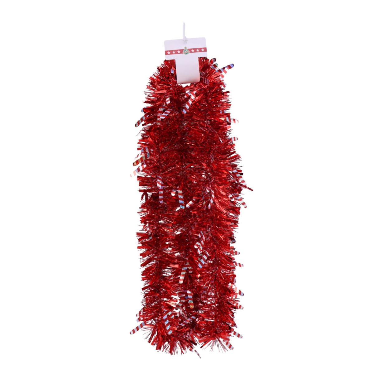 Christmas Tinsel Garland Candy Cane 2.74m - Red