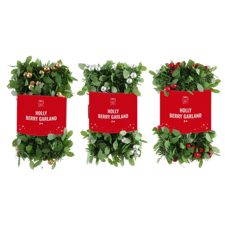 Holly Berry Garland 3m - Assorted