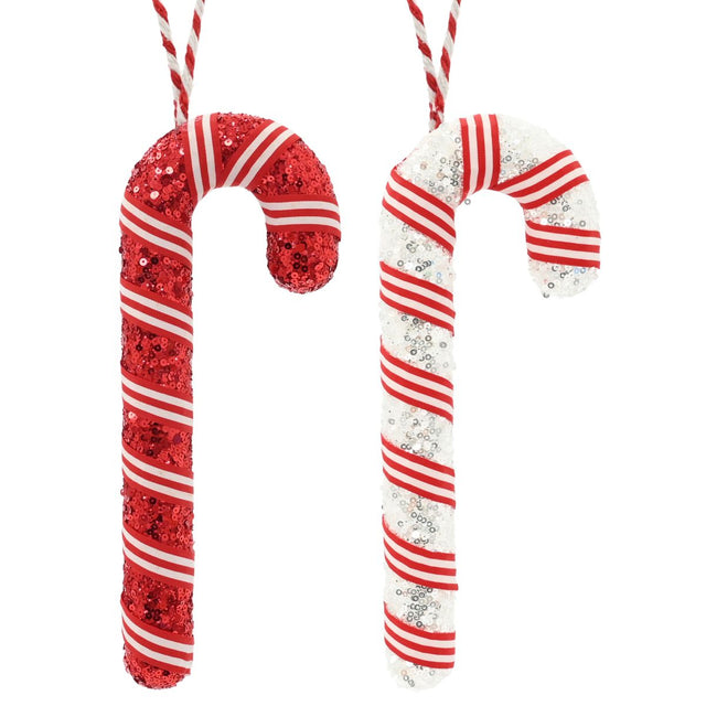 Hanging Sequin Candy Cane 26cm - Assorted