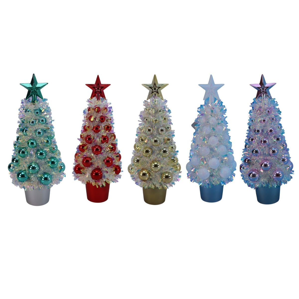 Tinsel Tree with Baubles 5 Assorted