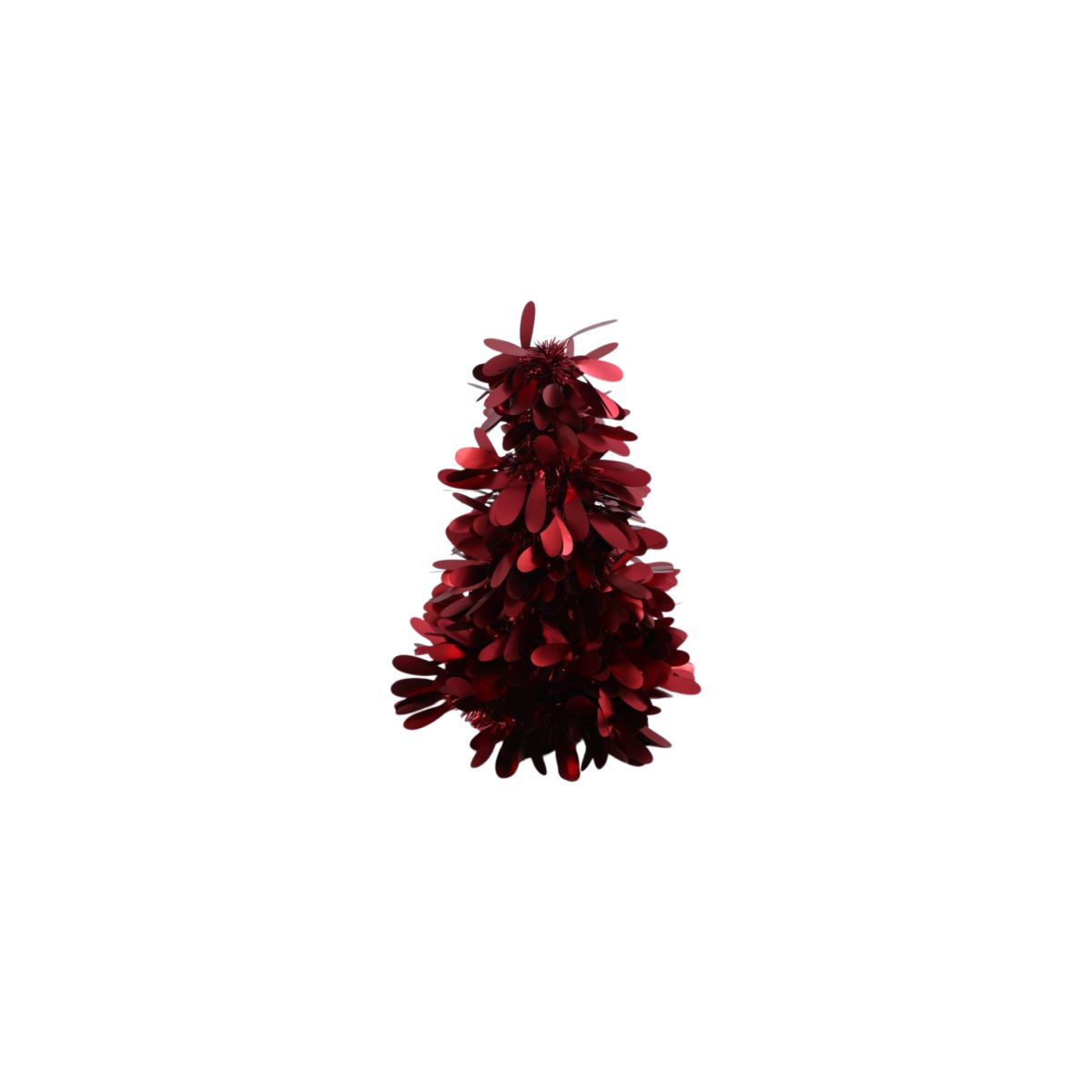 Matte Leaf Tinsel Christmas Tree 25cm - Burgundy