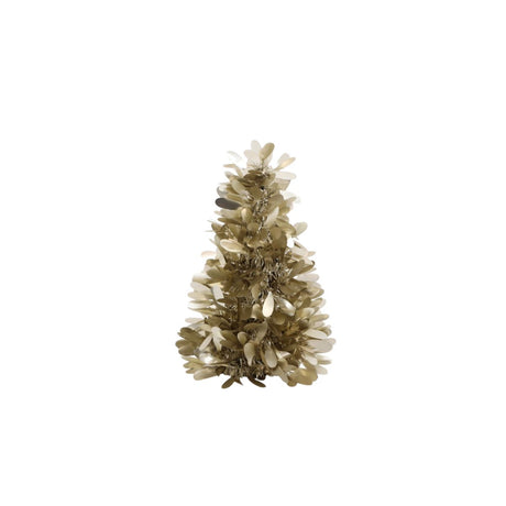 Matte Leaf Tinsel Christmas Tree 25cm - Champagne