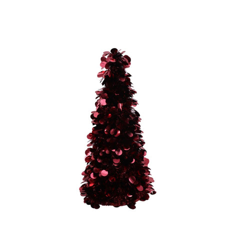 Large Dot Tinsel Christmas Tree 61cm - Burgundy