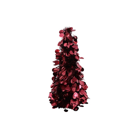 Large Dot Tinsel Christmas Tree 46cm - Burgundy
