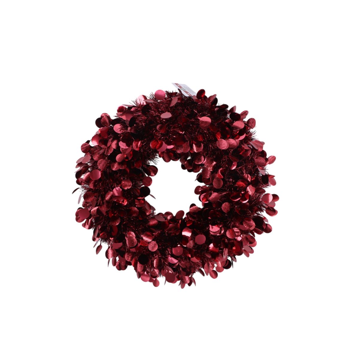 Large Dot Tinsel Christmas Wreath 30cm - Burgundy