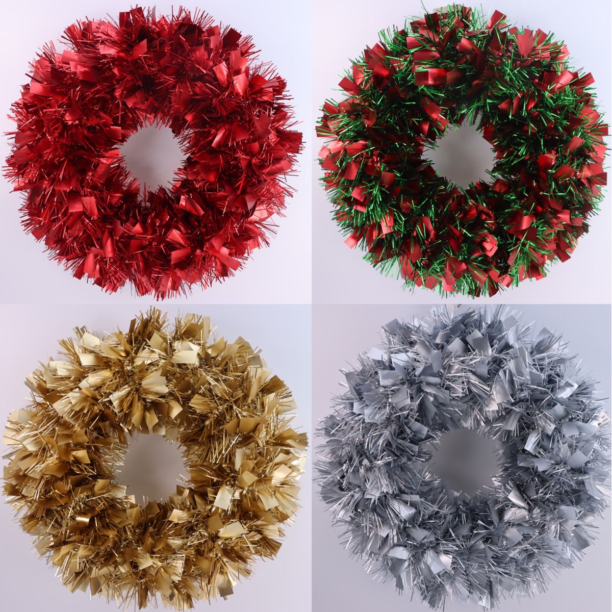 Chunky Tinsel Christmas Wreath 46cm - Assorted