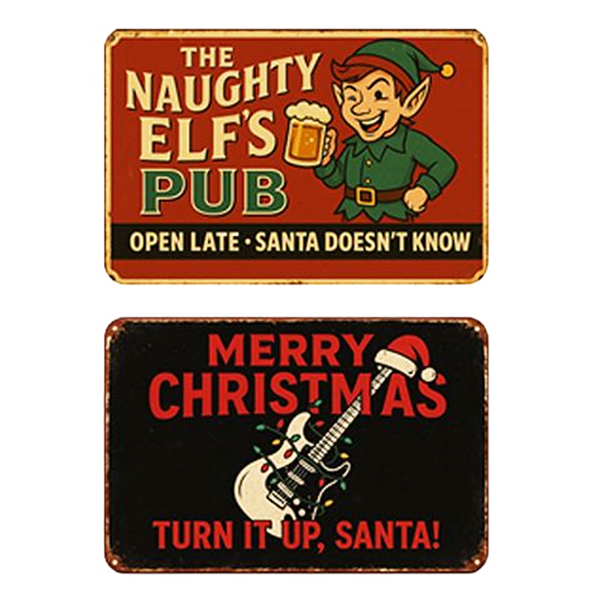 6 Assorted Christmas Metal Signs 20 x 30cm