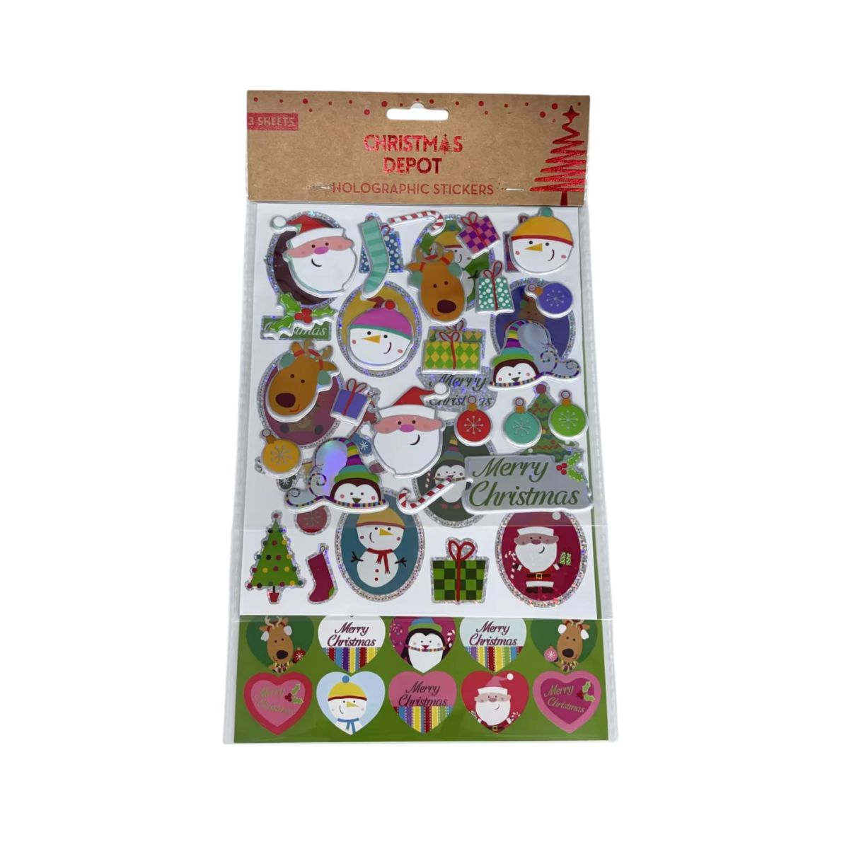 3 Sheet Holographic Christmas Stickers