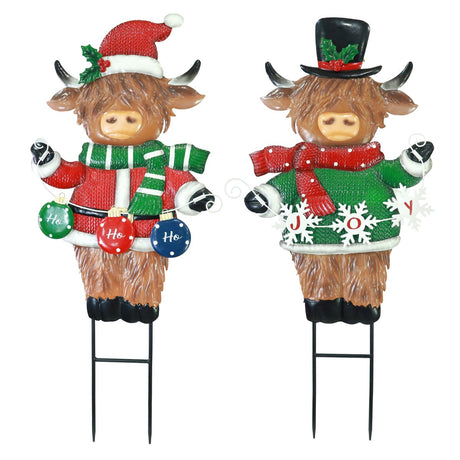 Metal Highland Cow Lawn Stake 90cm - Assorted