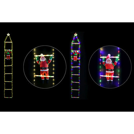 Ladder Light with Star Top and Santa 160 LED - Warm White/Multi Assorted