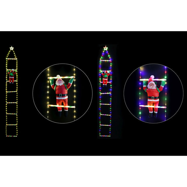 Ladder Light with Star Top and Santa 160 LED - Warm White/Multi Assorted