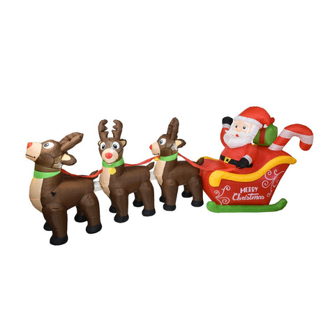 Inflatable Santa Sleigh with Reindeer 300 x 70 x 120cm