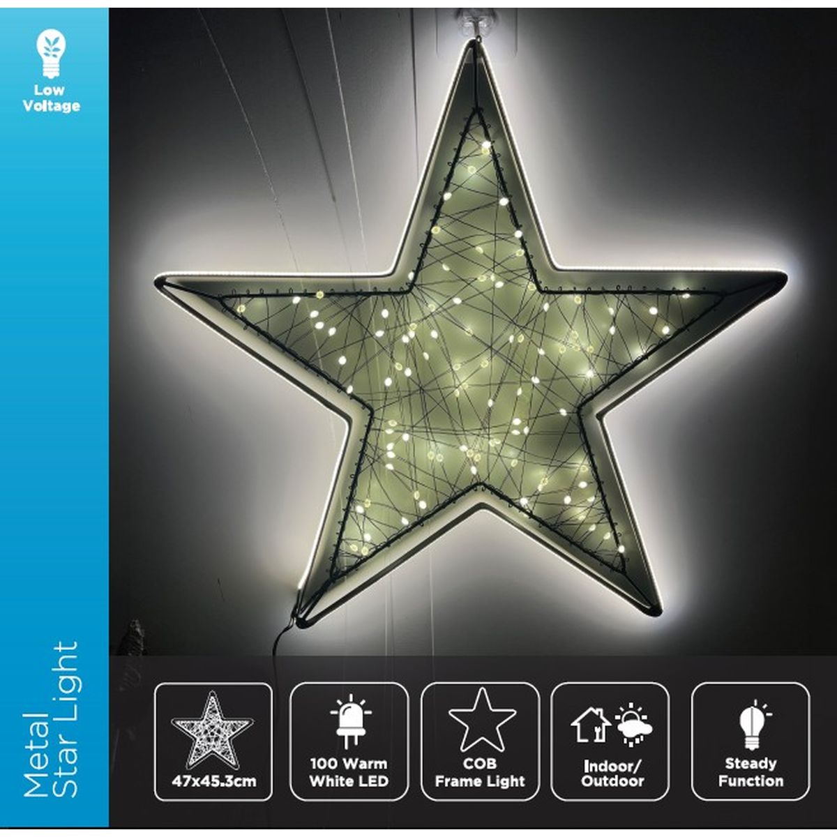 Christmas Metal Star Light 47 x 45.3cm - Warm White