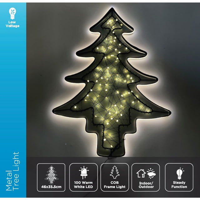 LED Metal Christmas Tree Light 46 x 35.5cm - Warm White