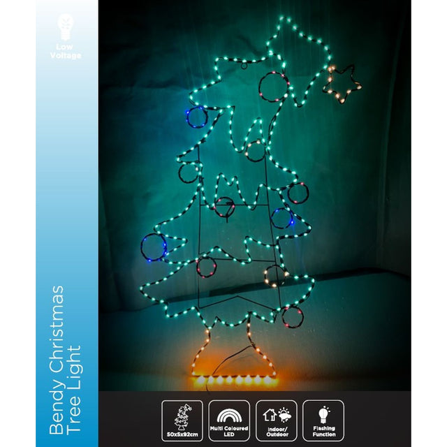 Bendy Christmas Tree LED Light 50 x 5 x 92cm - Multicolour