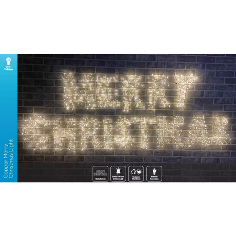 Merry Christmas 3D Sign 160 x 60cm - Warm White