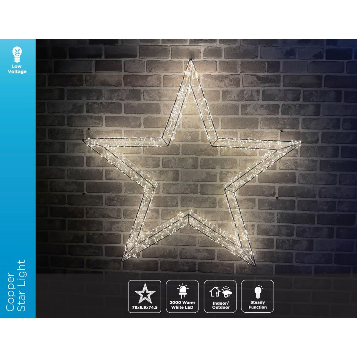Copper Wire 3D Star Christmas Decoration 78 x 74.5cm