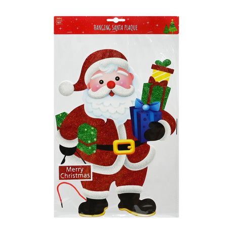 Santa Plaque Glitter 44–47cm 2 Assorted
