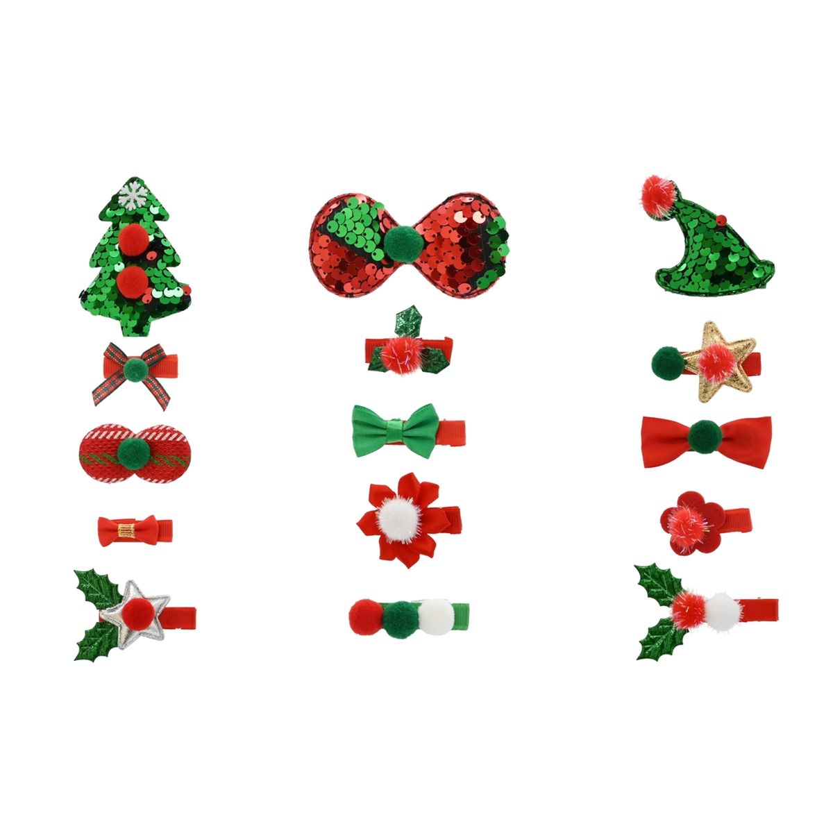 5 Pack Christmas Hair Clips - Assorted
