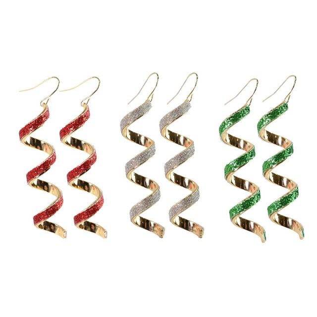 Christmas Spiral Earrings - Assorted