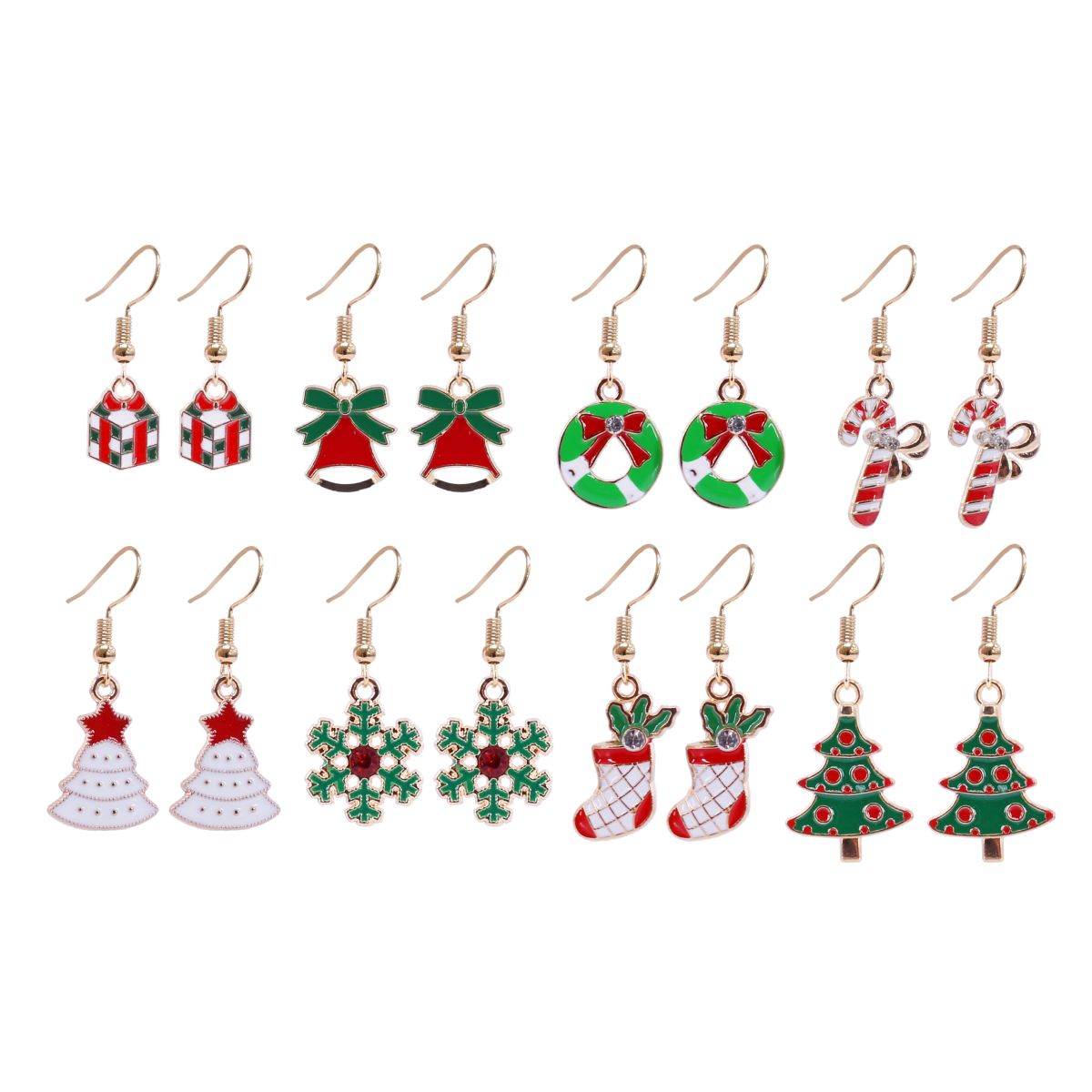 Assorted Christmas Dangly Earrings with Gold Fittings