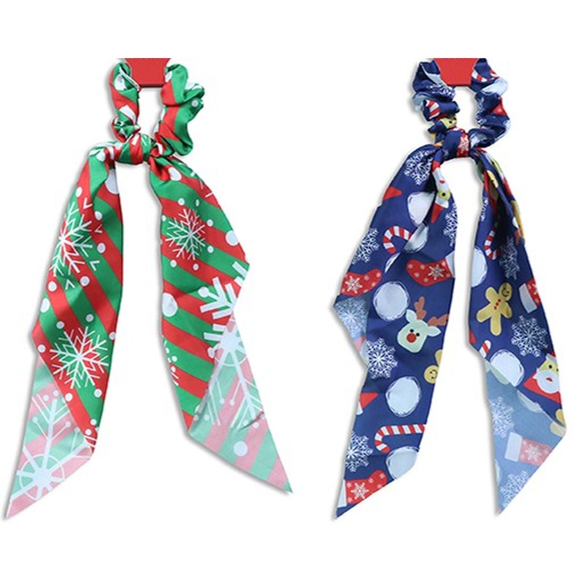 2 Pack Christmas Hair Scrunchies - Assorted