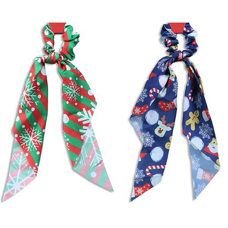 2 Pack Christmas Hair Scrunchies - Assorted