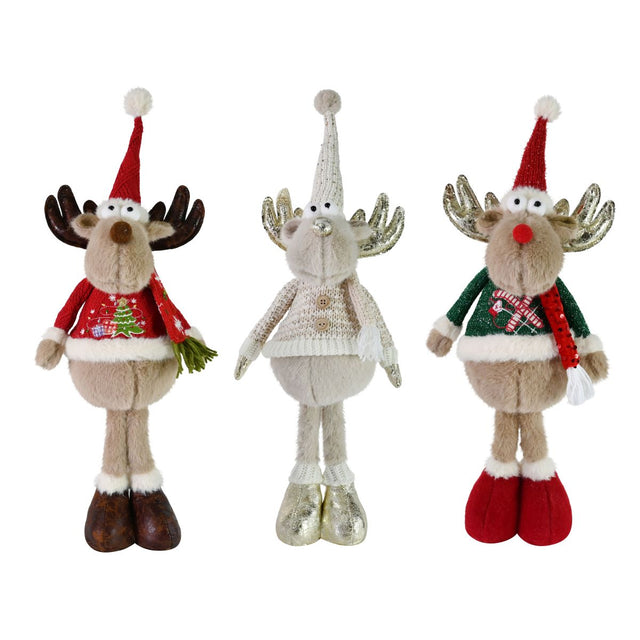 Plush Standing Reindeer with Sweater 58cm - Assorted