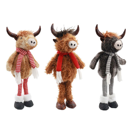 Highland Cow with Scarf Standing Figure 40cm - Assorted