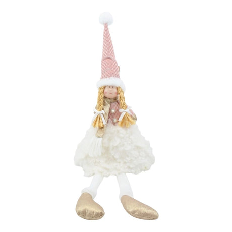 Stuffed Christmas Fairy Decoration 16.5 x 49.5cm - Pink/White