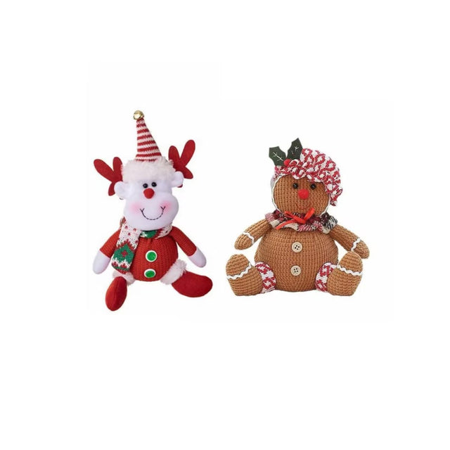 2 Pack Christmas Plush Figures - Santa & Gingerbread Man