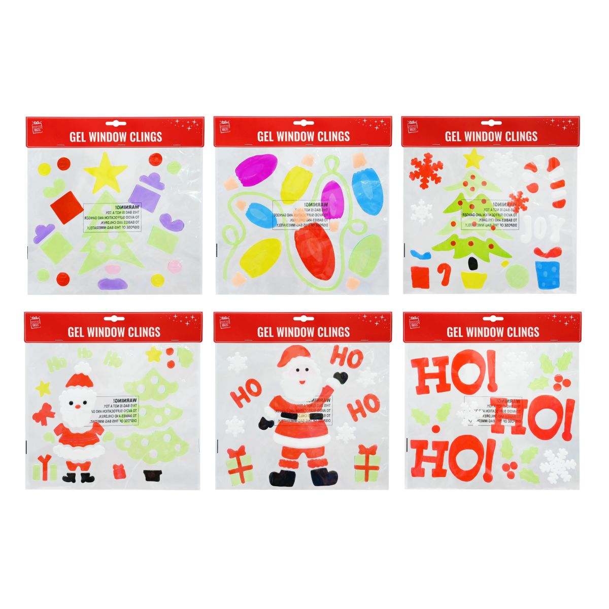 Christmas Window Gel Clings 29 x 25cm - Assorted