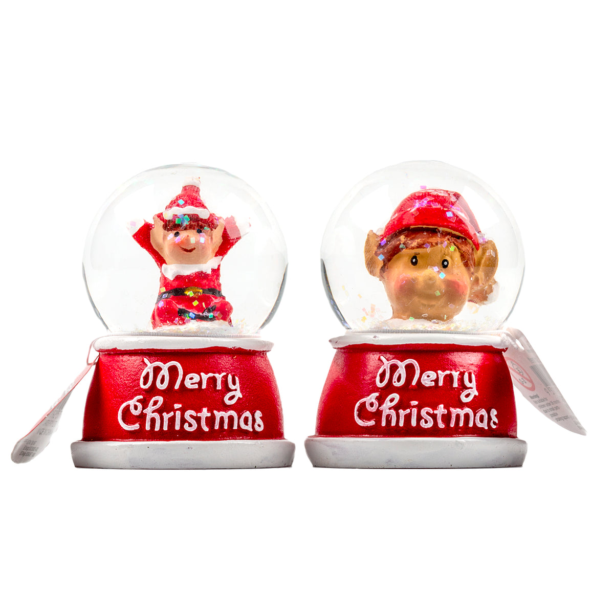 2 Pack Mini Elf Snow Globe 5cm - Assorted
