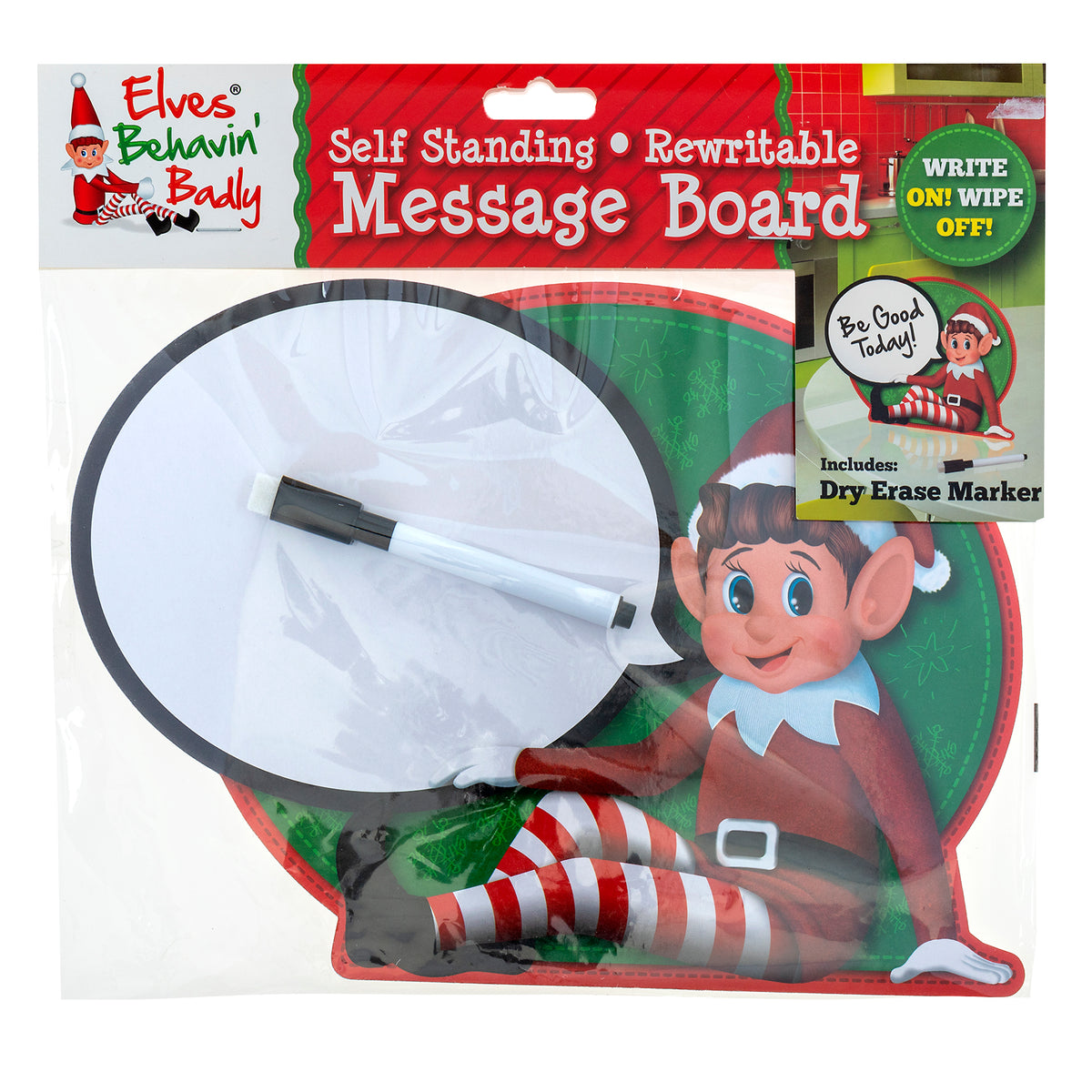 Elf Speech Bubble Wipe-Clean Self-Standing Message Board – Red Dot